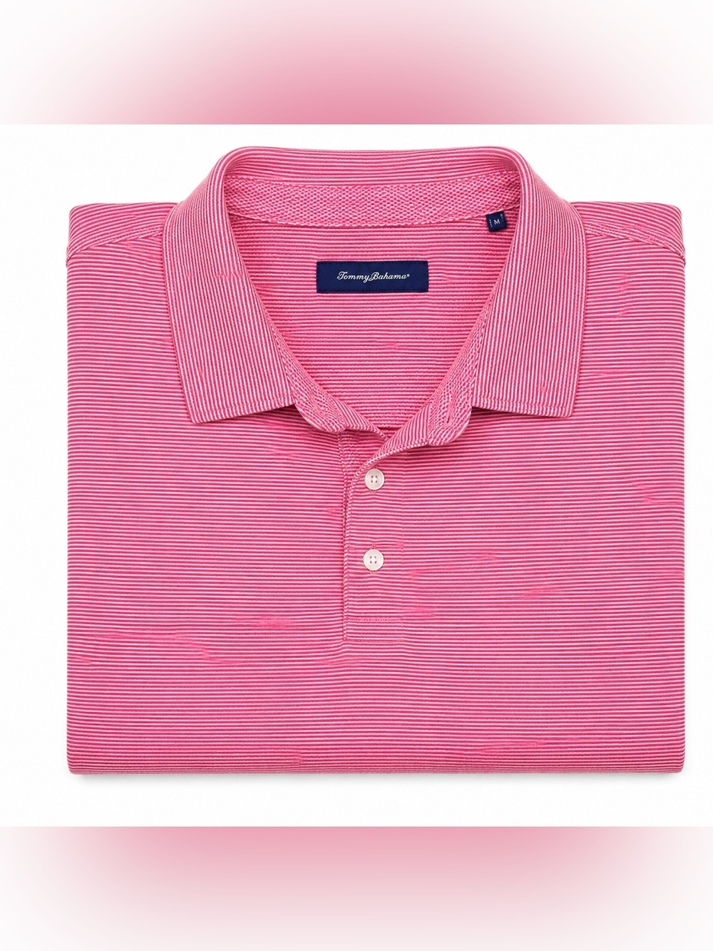 Tommy Bahama Pink Striped Tencel Blend Polo Shirt Men’s Small Soft Luxury Casual